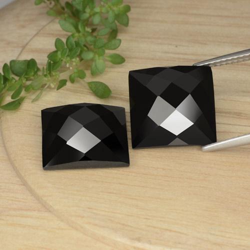 Pedras preciosas de espinélio preto natural de 16,63 ct, quadrado, opaco