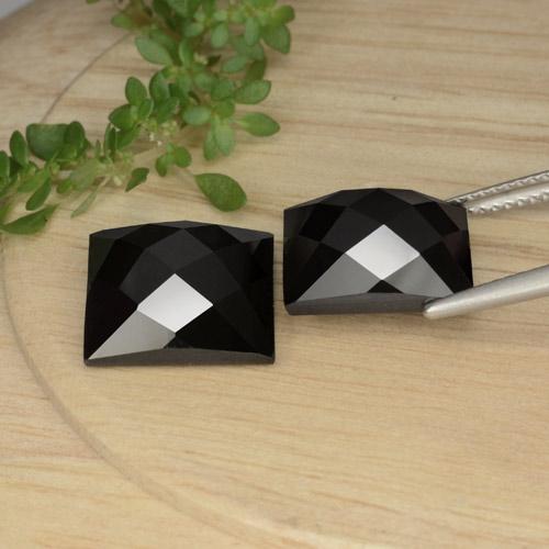 Pedras preciosas de espinélio preto natural de 16,63 ct, quadrado, opaco