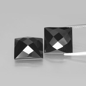 Pedras preciosas de espinélio preto natural de 16,62 ct, quadrado, opaco