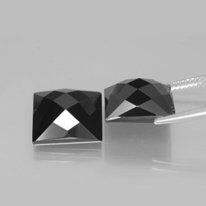 Pedras preciosas de espinélio preto natural de 16,62 ct, quadrado, opaco