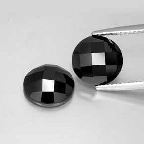 Pedras preciosas de espinélio preto natural de 8,16 ct, corte redondo, opaco