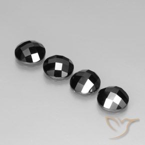 Pedras preciosas de Espinélio Preto natural de 15.34 ct, Redondo, Opaco