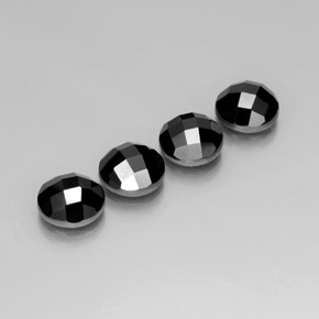 Pedras preciosas de espinélio preto natural de 13,63 ct, corte redondo, opaco