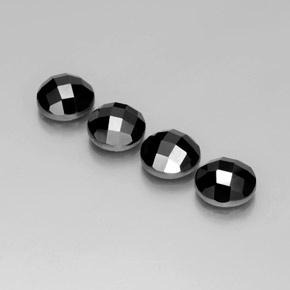 Pedras preciosas de espinélio preto natural de 13,63 ct, corte redondo, opaco