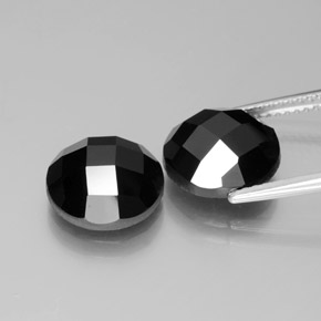 Pedras preciosas de espinélio preto natural de 8,79 ct, corte redondo, opaco
