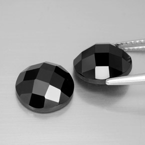 Pedras preciosas de espinélio preto natural de 8,10 ct, corte redondo, opaco