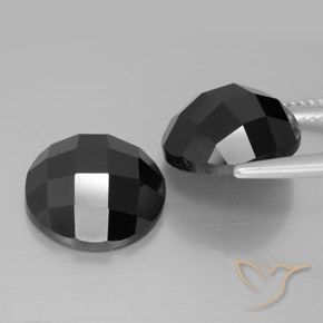 Pedras preciosas de Espinélio Preto natural de 14.69 ct, Redondo, Opaco