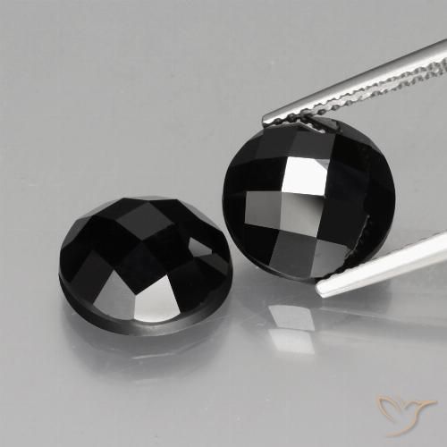 9.78ctw Natural Preto Espinélio, Redondo, Opaco