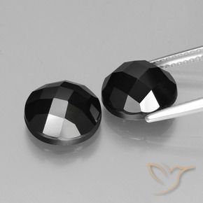 Pedras preciosas de Espinélio Preto natural de 9.22 ct, Redondo, Opaco