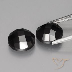 Pedras preciosas de Espinélio Preto natural de 8.96 ct, Redondo, Opaco
