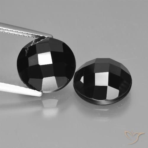 Pedras preciosas de espinélio preto natural de 8,31 ct, corte redondo, opaco