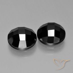 Pedras preciosas de espinélio preto natural de 8,31 ct, corte redondo, opaco