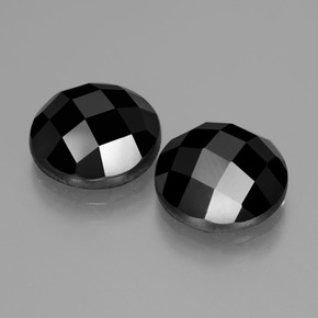 Pedras preciosas de espinélio preto natural de 9,05 ct, corte redondo, opaco