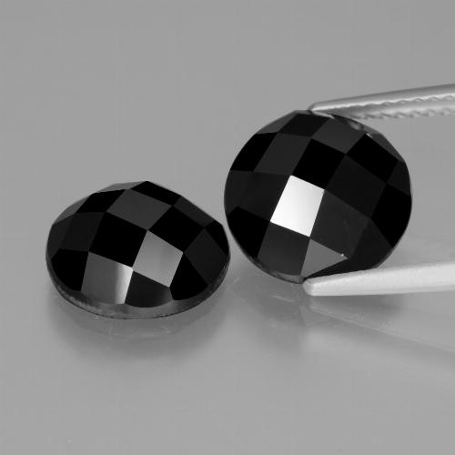 Pedras preciosas de espinélio preto natural de 7,42 ct, corte redondo, opaco
