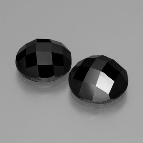 Pedras preciosas de espinélio preto natural de 7,42 ct, corte redondo, opaco