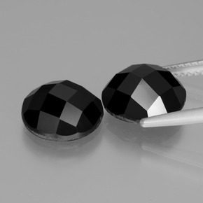 Pedras preciosas de espinélio preto natural de 7,42 ct, corte redondo, opaco