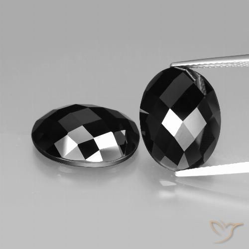 Pedras preciosas de Espinélio Preto natural de 19.43 ct, Corte Oval, Opaco
