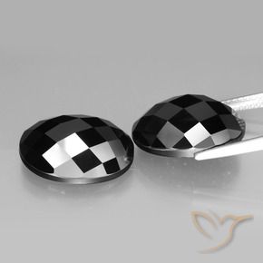 Pedras preciosas de Espinélio Preto natural de 22.14 ct, oval, Opaco