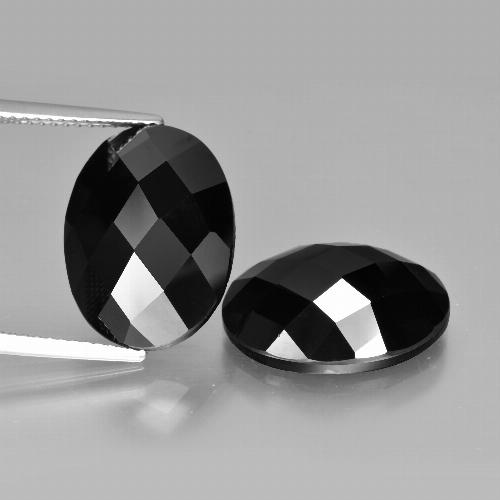 Pedras preciosas de espinélio preto natural de 20,26 ct, corte oval, opaco