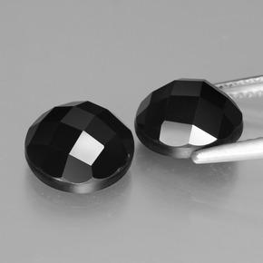 Pedras preciosas de espinélio preto natural de 6,98 ct, corte redondo, opaco