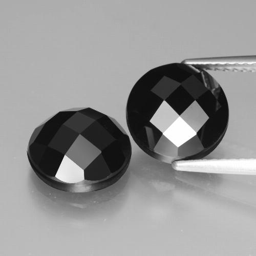 Pedras preciosas de espinélio preto natural de 7,77 ct, corte redondo, opaco