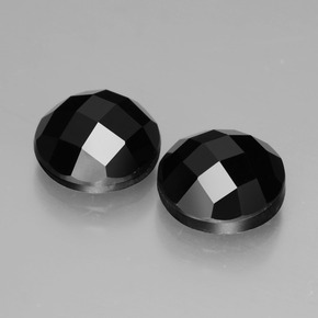 Pedras preciosas de espinélio preto natural de 7,77 ct, corte redondo, opaco