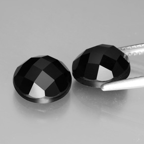 Pedras preciosas de espinélio preto natural de 7,77 ct, corte redondo, opaco