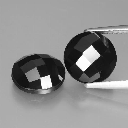 Pedras preciosas de espinélio preto natural de 6,40 ct, corte redondo, opaco