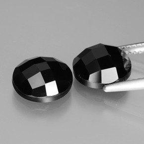 Pedras preciosas de espinélio preto natural de 6,40 ct, corte redondo, opaco