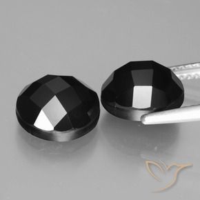 Pedras preciosas de Espinélio Preto natural de 7.44 ct, Redondo, Opaco
