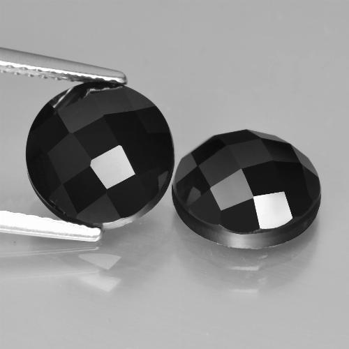 Pedras preciosas de Espinélio Preto natural de 6.76 ct, Corte Redondo, Opaco