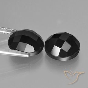 Pedras preciosas de Espinélio Preto natural de 7.24 ct, Redondo, Opaco