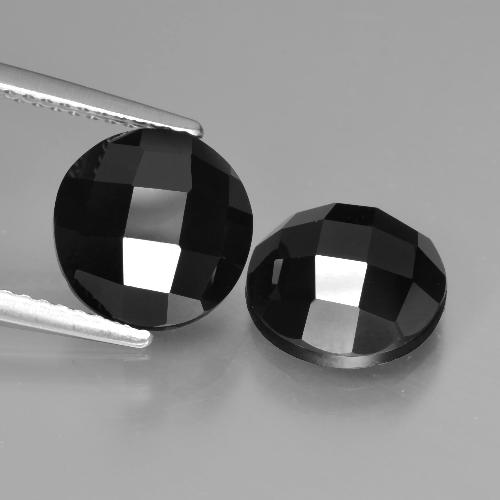 Pedras preciosas de espinélio preto natural de 7,13 ct, corte redondo, opaco