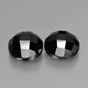 Pedras preciosas de espinélio preto natural de 7,13 ct, corte redondo, opaco