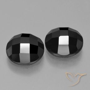 Pedras preciosas de Espinélio Preto natural de 7.45 ct, Redondo, Opaco