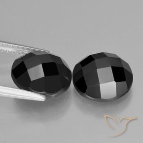 Pedras preciosas de Espinélio Preto natural de 7.45 ct, Redondo, Opaco