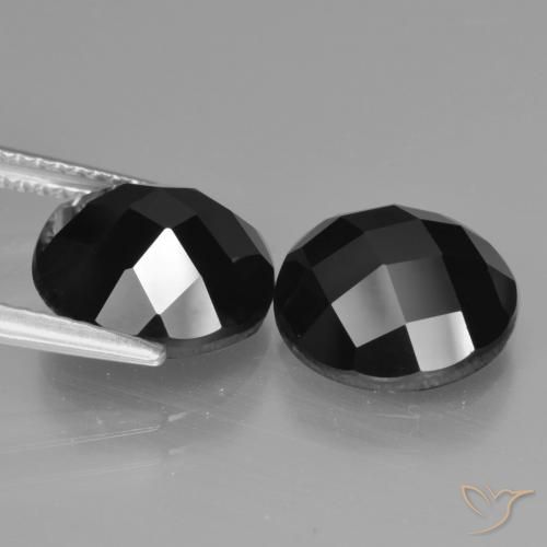 Pedras preciosas de Espinélio Preto natural de 7.87 ct, Redondo, Opaco