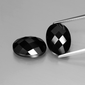Pedras preciosas de espinélio preto natural de 13,38 ct, corte oval, opaco