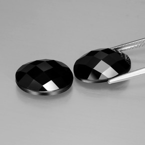 Pedras preciosas de espinélio preto natural de 13,38 ct, corte oval, opaco