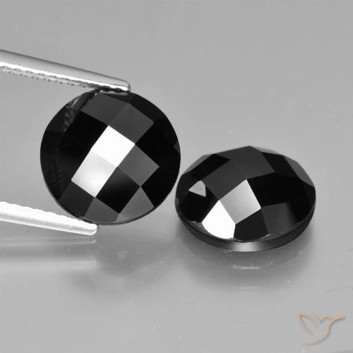 7.94ctw Natural Preto Espinélio, Redondo, Opaco