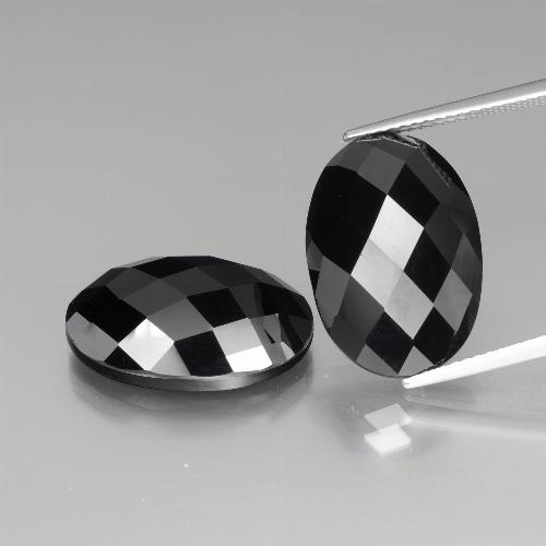 Pedras preciosas de espinélio preto natural de 24,58 ct, corte oval, opaco