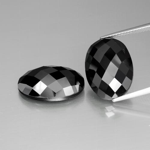 Pedras preciosas de espinélio preto natural de 26,23 ct, corte oval, opaco