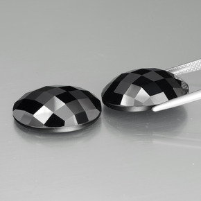 Pedras preciosas de espinélio preto natural de 26,23 ct, corte oval, opaco