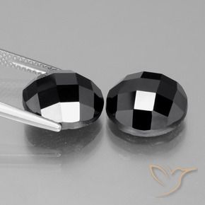 Pedras preciosas de Espinélio Preto natural de 15.03 ct, Redondo, Opaco