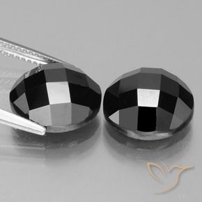 Pedras preciosas de Espinélio Preto natural de 14.92 ct, Redondo, Opaco