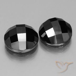 Pedras preciosas de Espinélio Preto natural de 15.39 ct, Redondo, Opaco