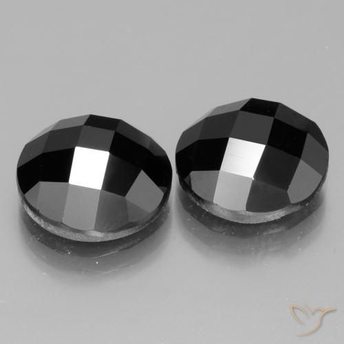 Pedras preciosas de Espinélio Preto natural de 14.02 ct, Redondo, Opaco
