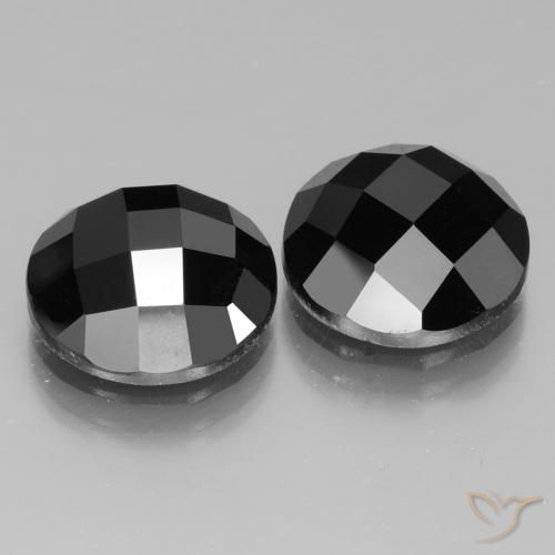 Pedras preciosas de Espinélio Preto natural de 13.79 ct, Redondo, Opaco