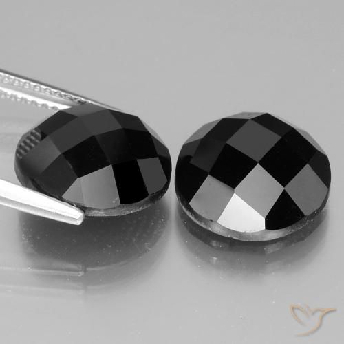 Pedras preciosas de Espinélio Preto natural de 13.79 ct, Redondo, Opaco