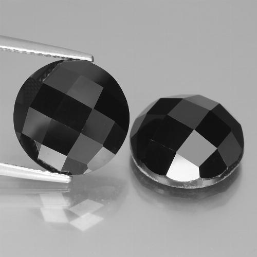 Pedras preciosas de espinélio preto natural de 14,20 ct, corte redondo, opaco